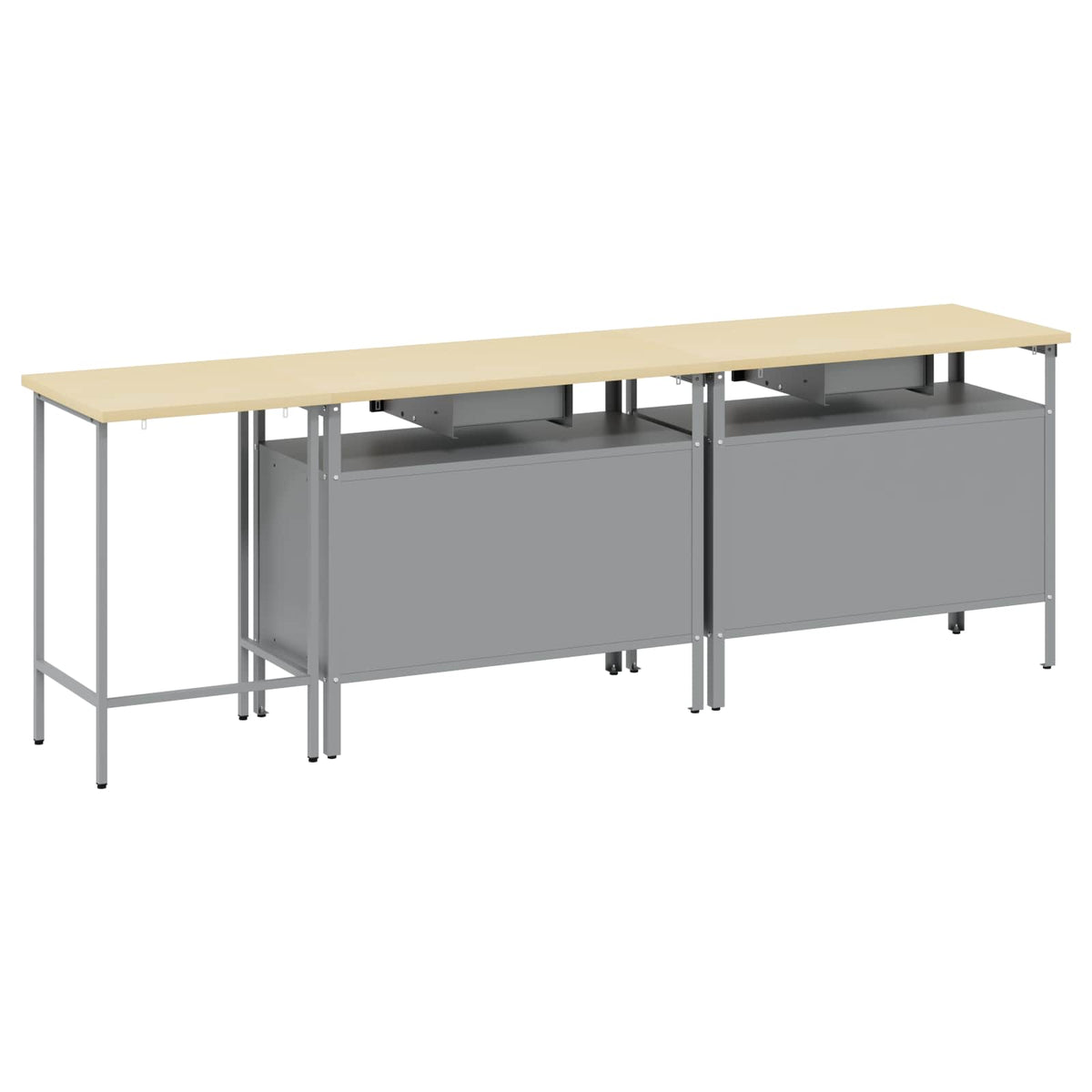 Werkbank-Set 3 stk. Rot und Grau Pulverbeschichteter Stahl