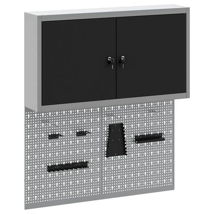 Werkzeugschrank-Set 3 Stk. Schwarz Pulverbeschichteter Stahl