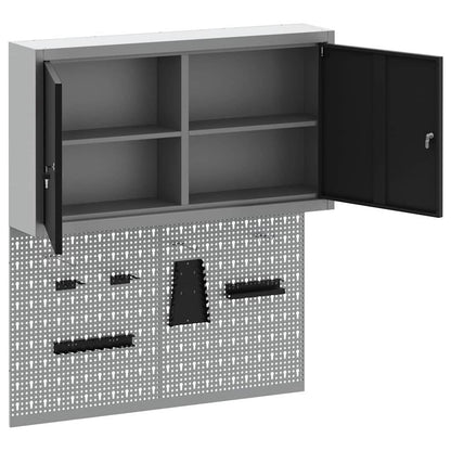 Werkzeugschrank-Set 3 Stk. Schwarz Pulverbeschichteter Stahl