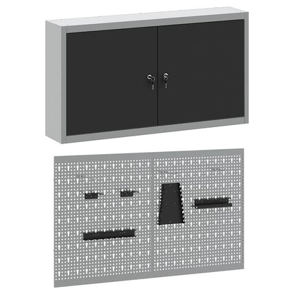 Werkzeugschrank-Set 3 Stk. Schwarz Pulverbeschichteter Stahl