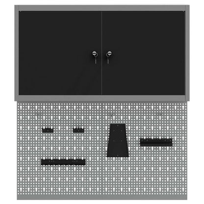 Werkzeugschrank-Set 3 Stk. Schwarz Pulverbeschichteter Stahl
