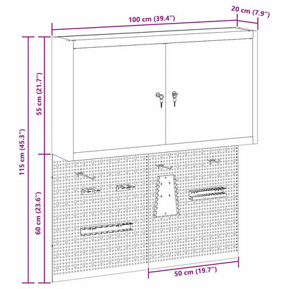 Werkzeugschrank-Set 3 Stk. Schwarz Pulverbeschichteter Stahl
