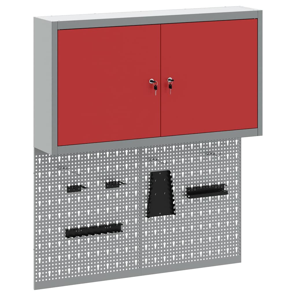 Werkzeugschrank-Set 3 Stk. Rot Pulverbeschichteter Stahl