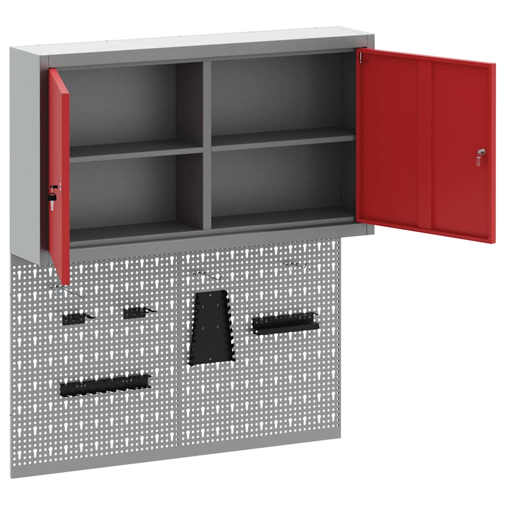 Werkzeugschrank-Set 3 Stk. Rot Pulverbeschichteter Stahl