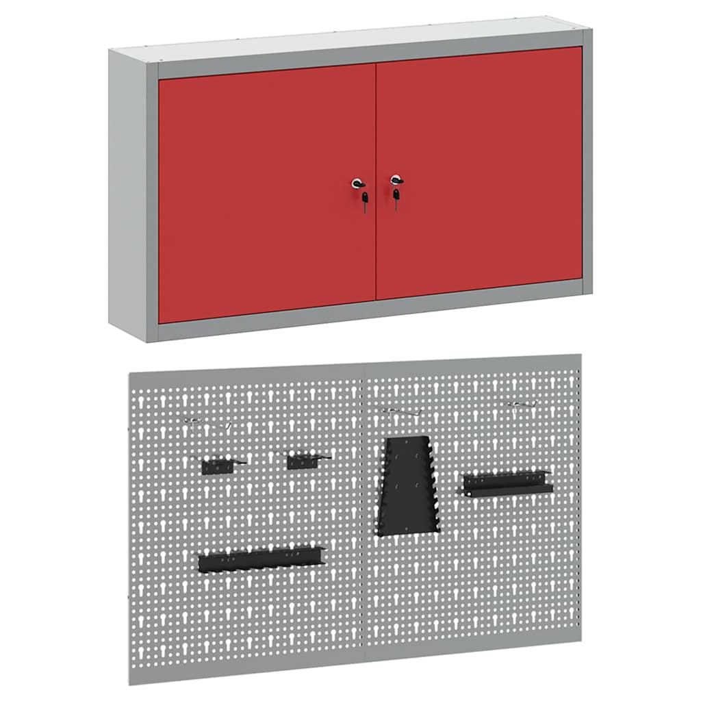 Werkzeugschrank-Set 3 Stk. Rot Pulverbeschichteter Stahl