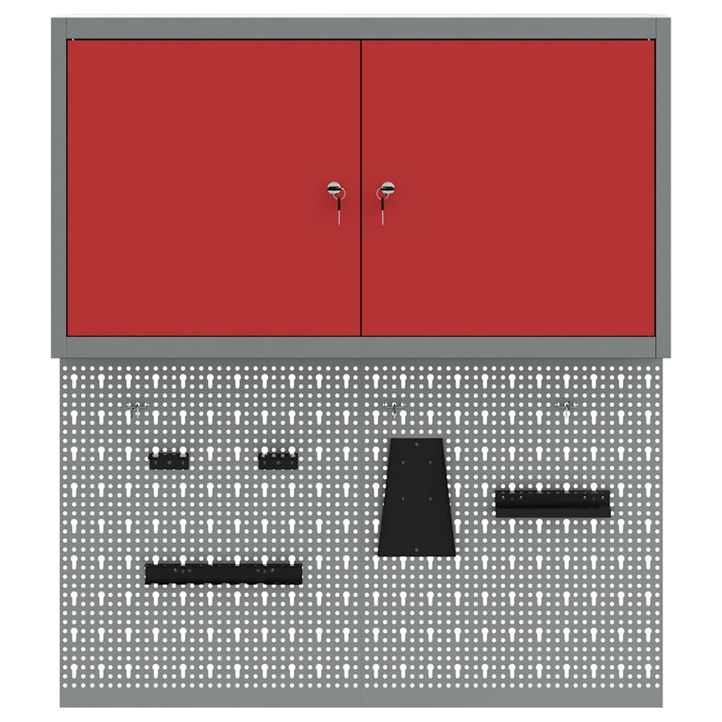 Werkzeugschrank-Set 3 Stk. Rot Pulverbeschichteter Stahl