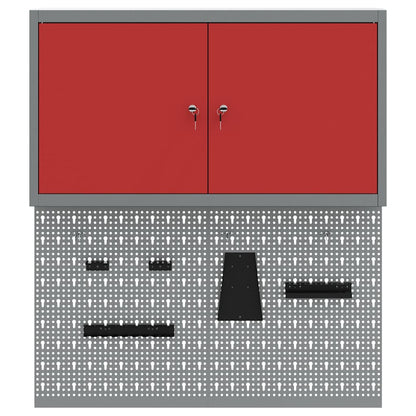 Werkzeugschrank-Set 3 Stk. Rot Pulverbeschichteter Stahl