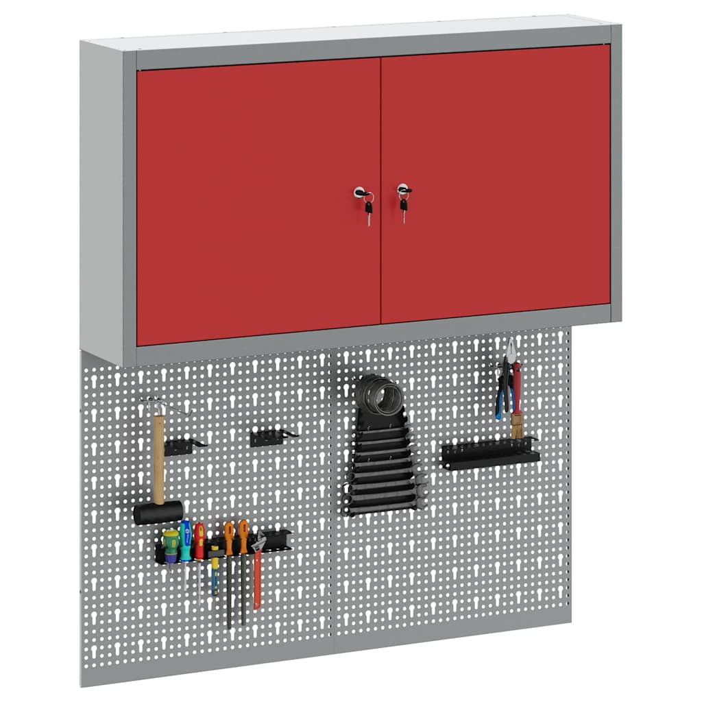 Werkzeugschrank-Set 3 Stk. Rot Pulverbeschichteter Stahl