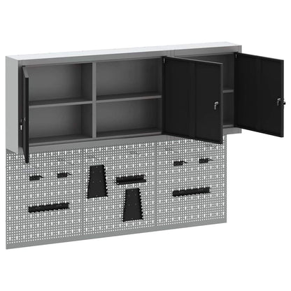 Werkzeugschrank-Set 5 Stk. Schwarz Pulverbeschichteter Stahl