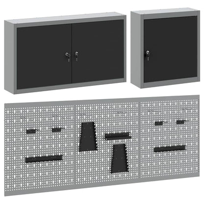 Werkzeugschrank-Set 5 Stk. Schwarz Pulverbeschichteter Stahl