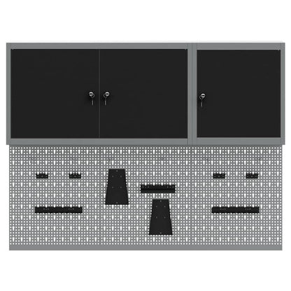 Werkzeugschrank-Set 5 Stk. Schwarz Pulverbeschichteter Stahl