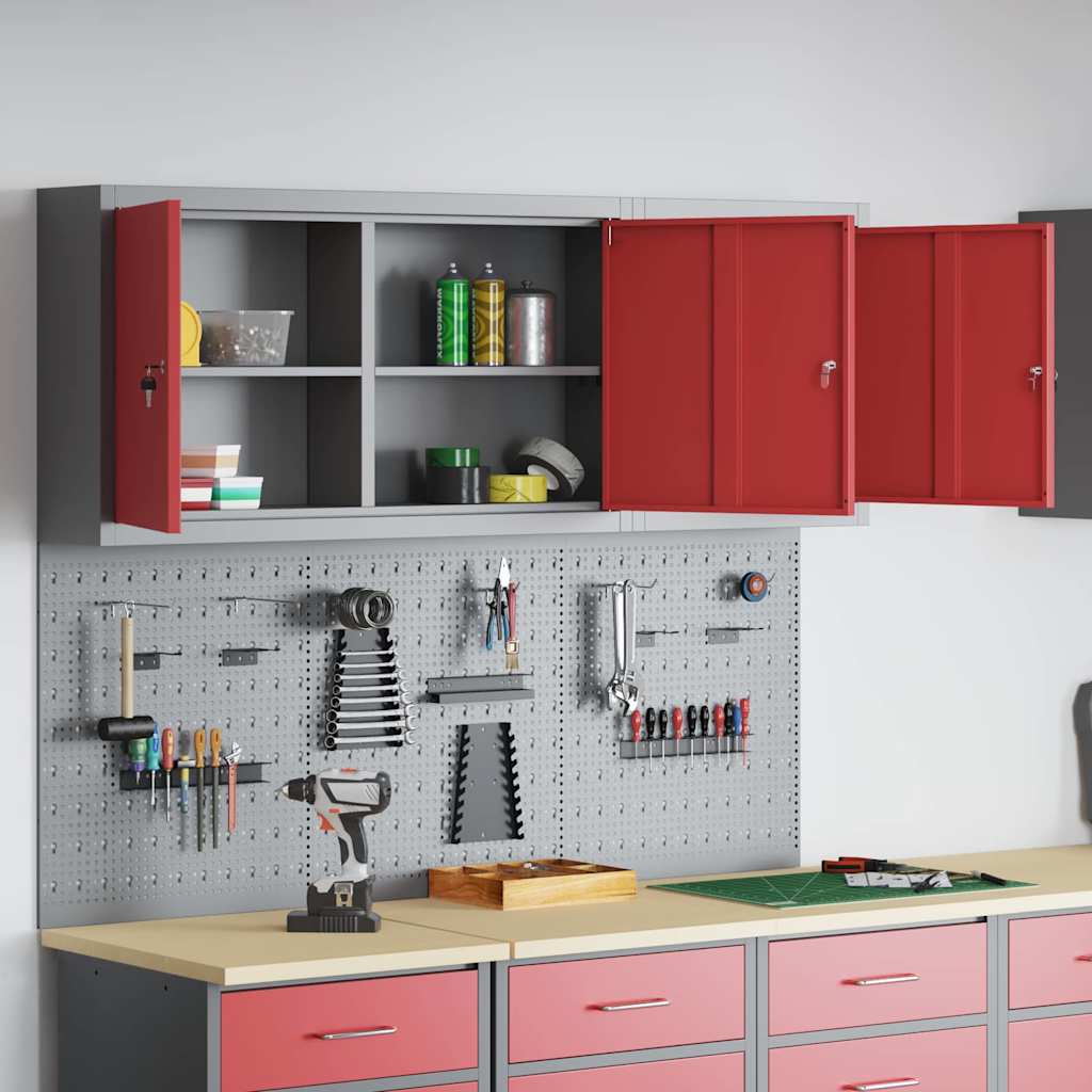 Werkzeugschrank-Set 5 Stk. Rot Pulverbeschichteter Stahl