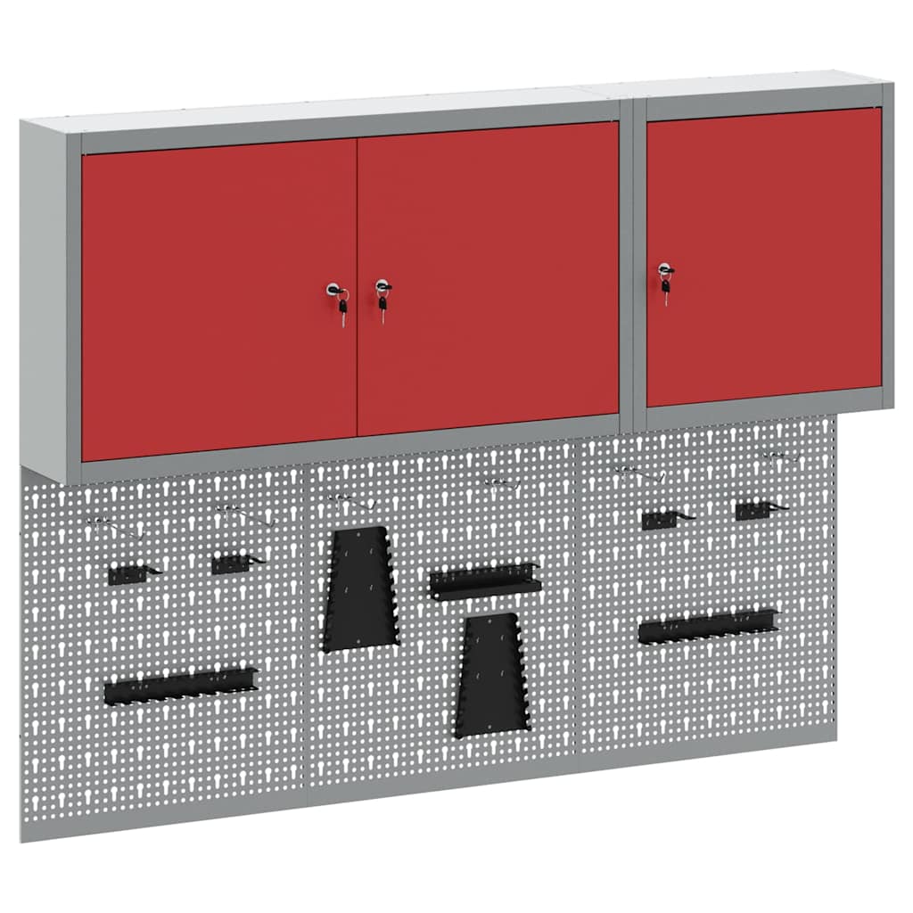 Werkzeugschrank-Set 5 Stk. Rot Pulverbeschichteter Stahl