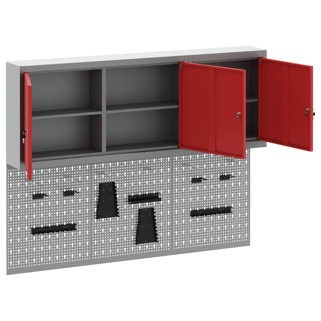 Werkzeugschrank-Set 5 Stk. Rot Pulverbeschichteter Stahl