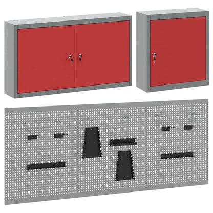 Werkzeugschrank-Set 5 Stk. Rot Pulverbeschichteter Stahl