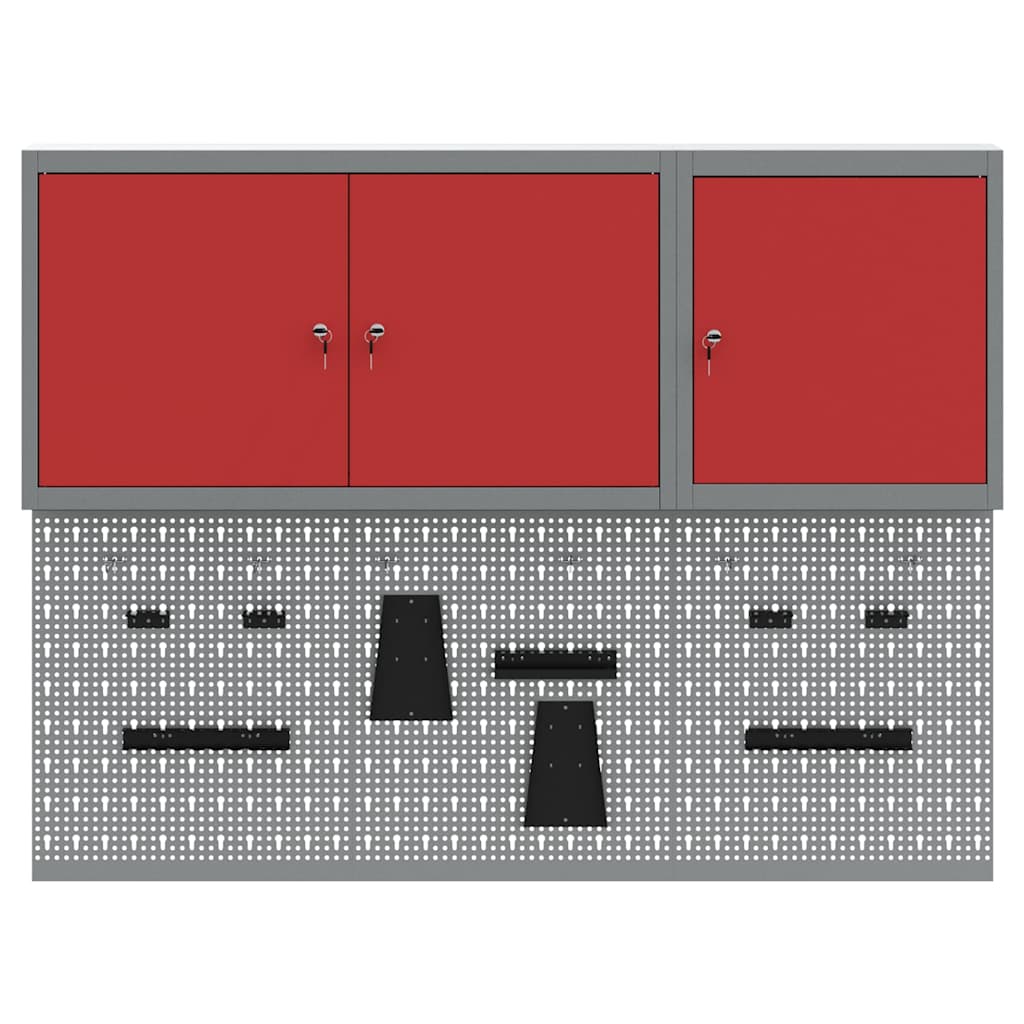 Werkzeugschrank-Set 5 Stk. Rot Pulverbeschichteter Stahl