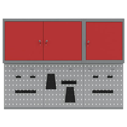 Werkzeugschrank-Set 5 Stk. Rot Pulverbeschichteter Stahl