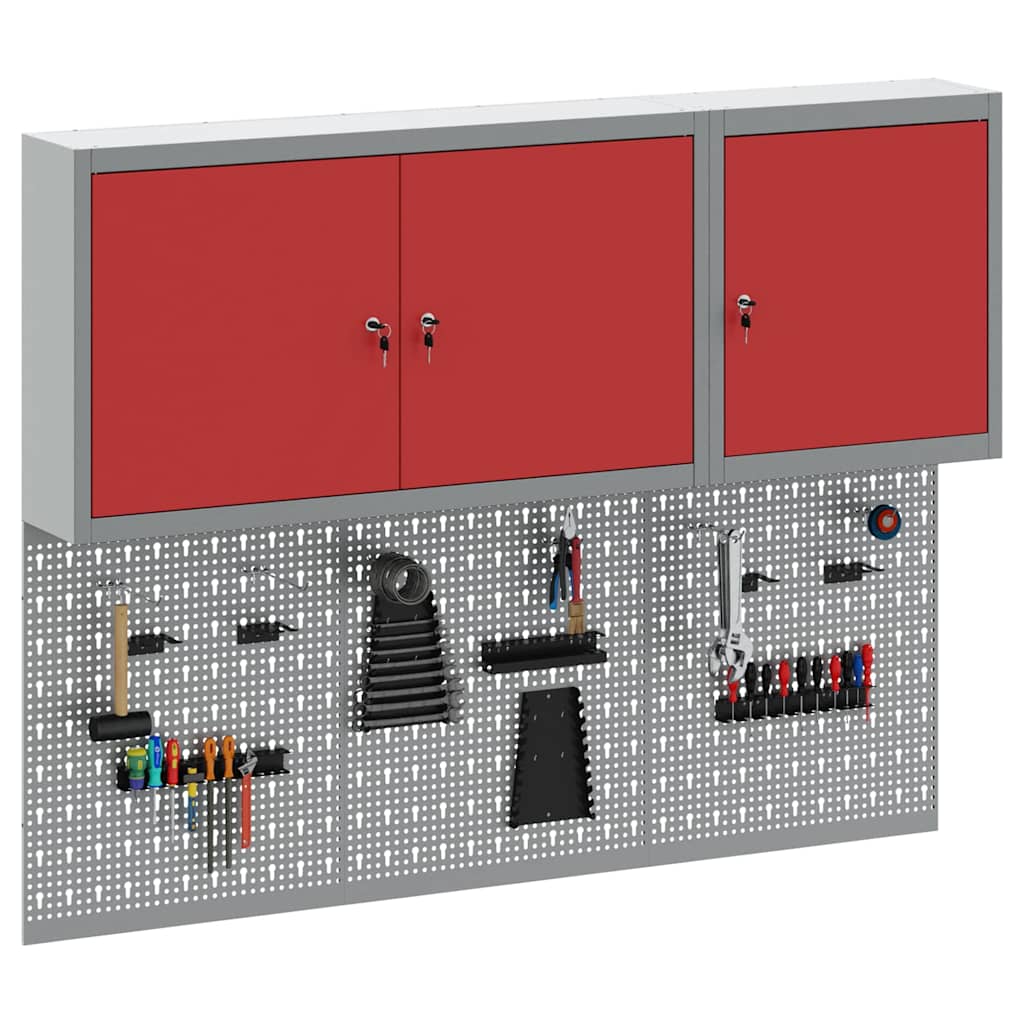 Werkzeugschrank-Set 5 Stk. Rot Pulverbeschichteter Stahl