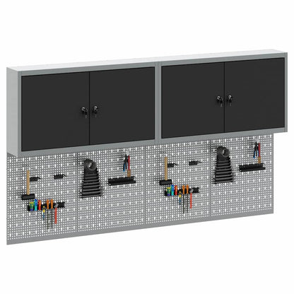 Werkzeugschrank-Set 6 Stk. Schwarz Pulverbeschichteter Stahl