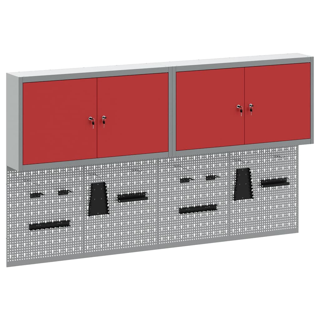 Werkzeugschrank-Set 6 Stk. Rot Pulverbeschichteter Stahl