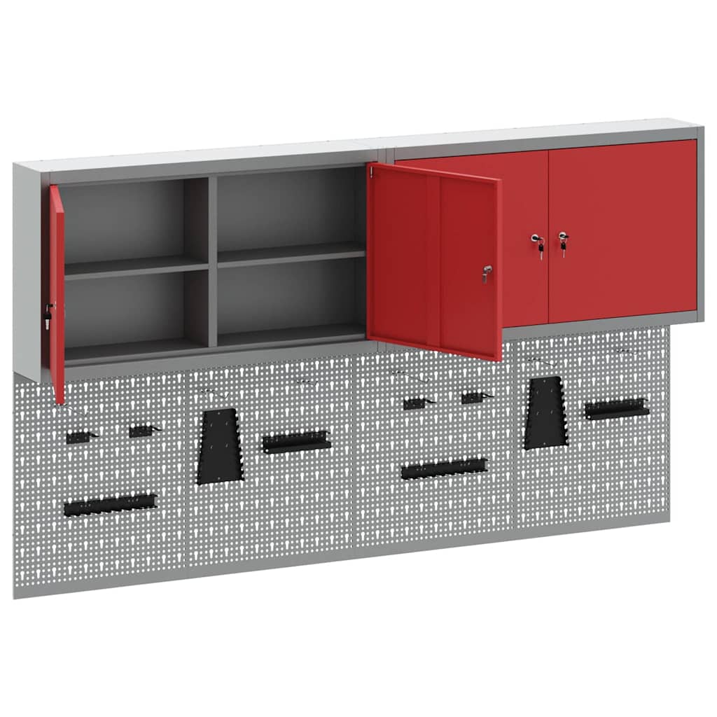 Werkzeugschrank-Set 6 Stk. Rot Pulverbeschichteter Stahl