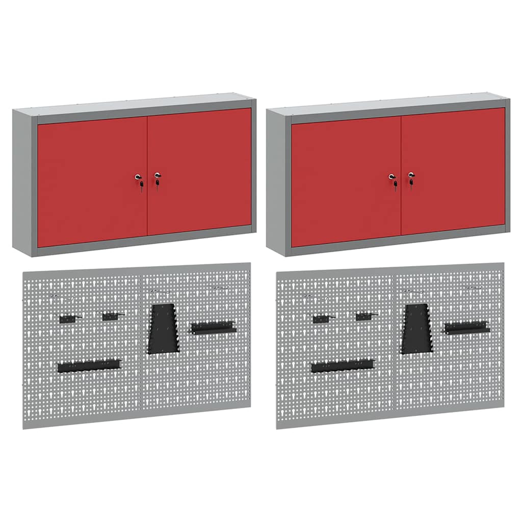 Werkzeugschrank-Set 6 Stk. Rot Pulverbeschichteter Stahl