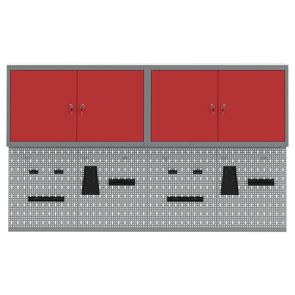 Werkzeugschrank-Set 6 Stk. Rot Pulverbeschichteter Stahl