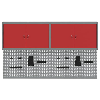 Werkzeugschrank-Set 6 Stk. Rot Pulverbeschichteter Stahl