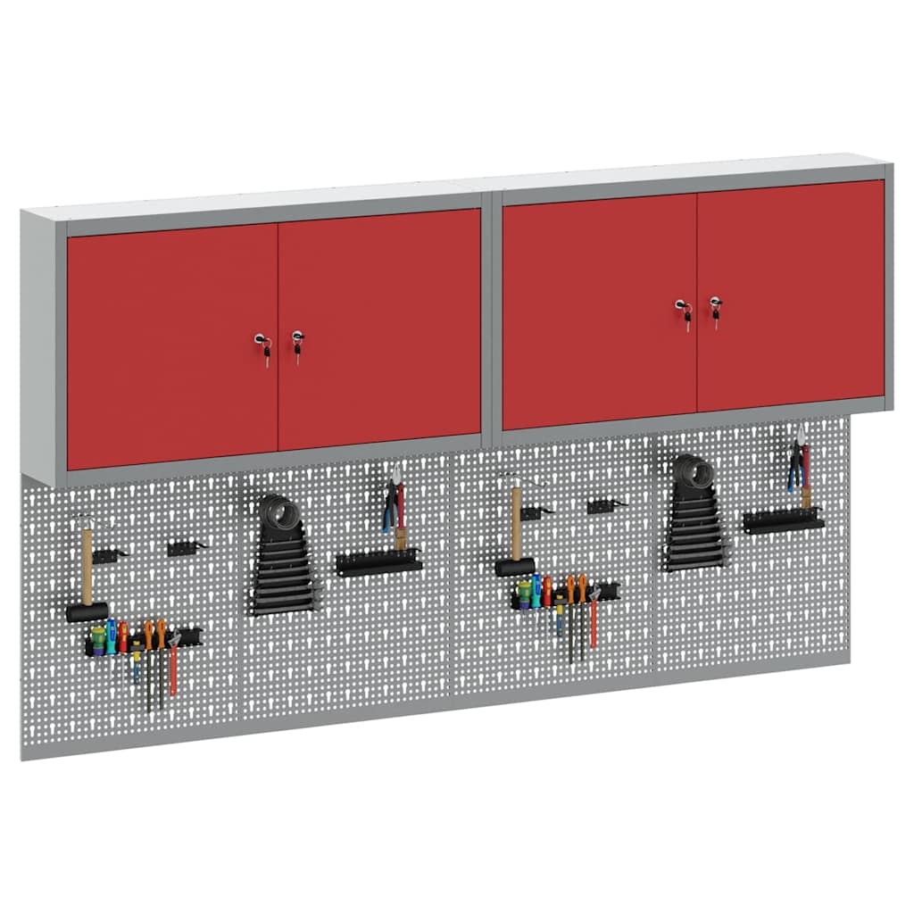 Werkzeugschrank-Set 6 Stk. Rot Pulverbeschichteter Stahl