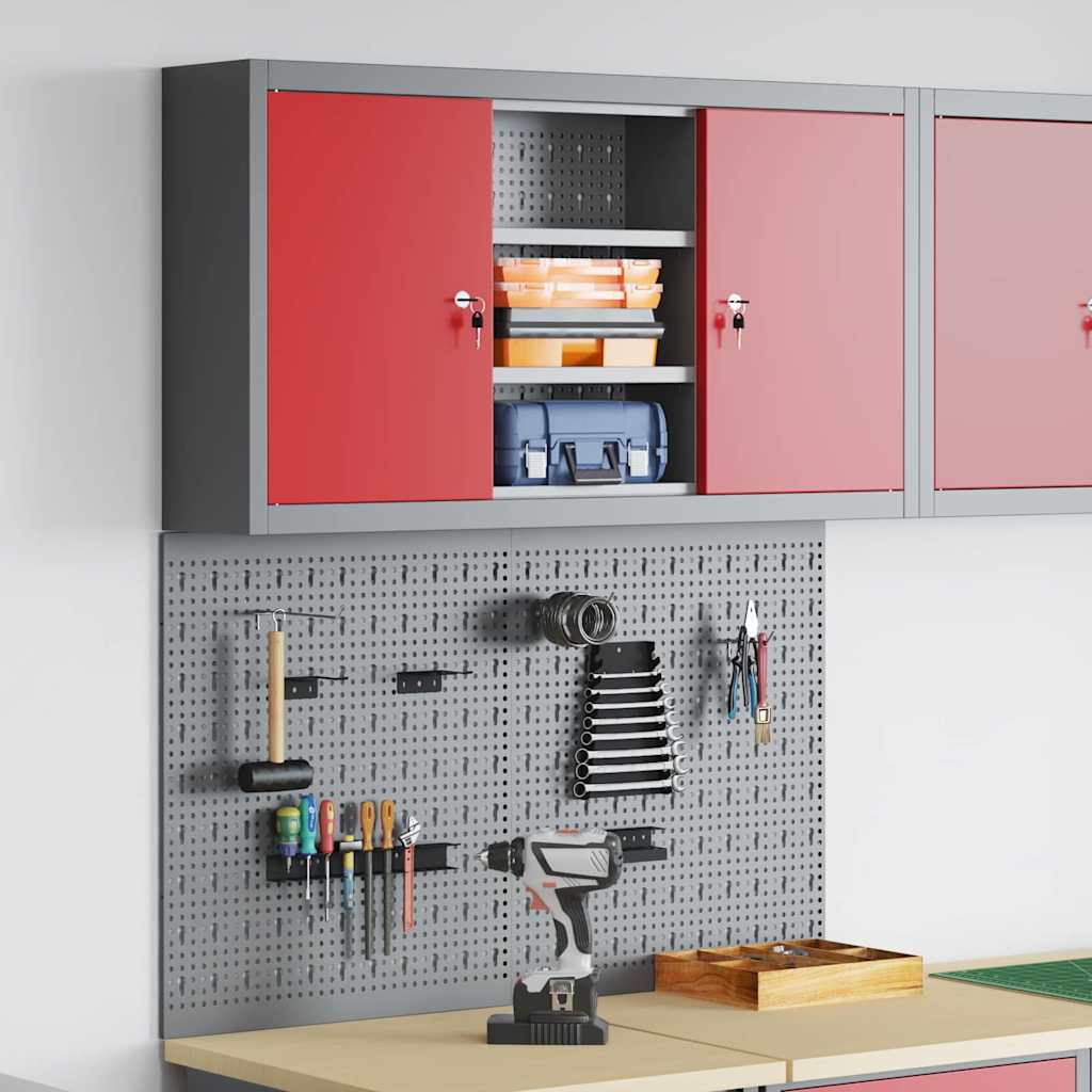Werkzeugschrank-Set 3 Stk. Rot Pulverbeschichteter Stahl