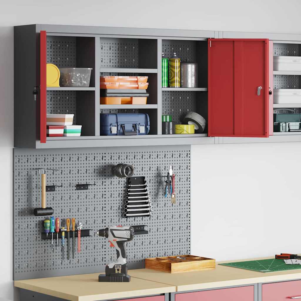 Werkzeugschrank-Set 3 Stk. Rot Pulverbeschichteter Stahl
