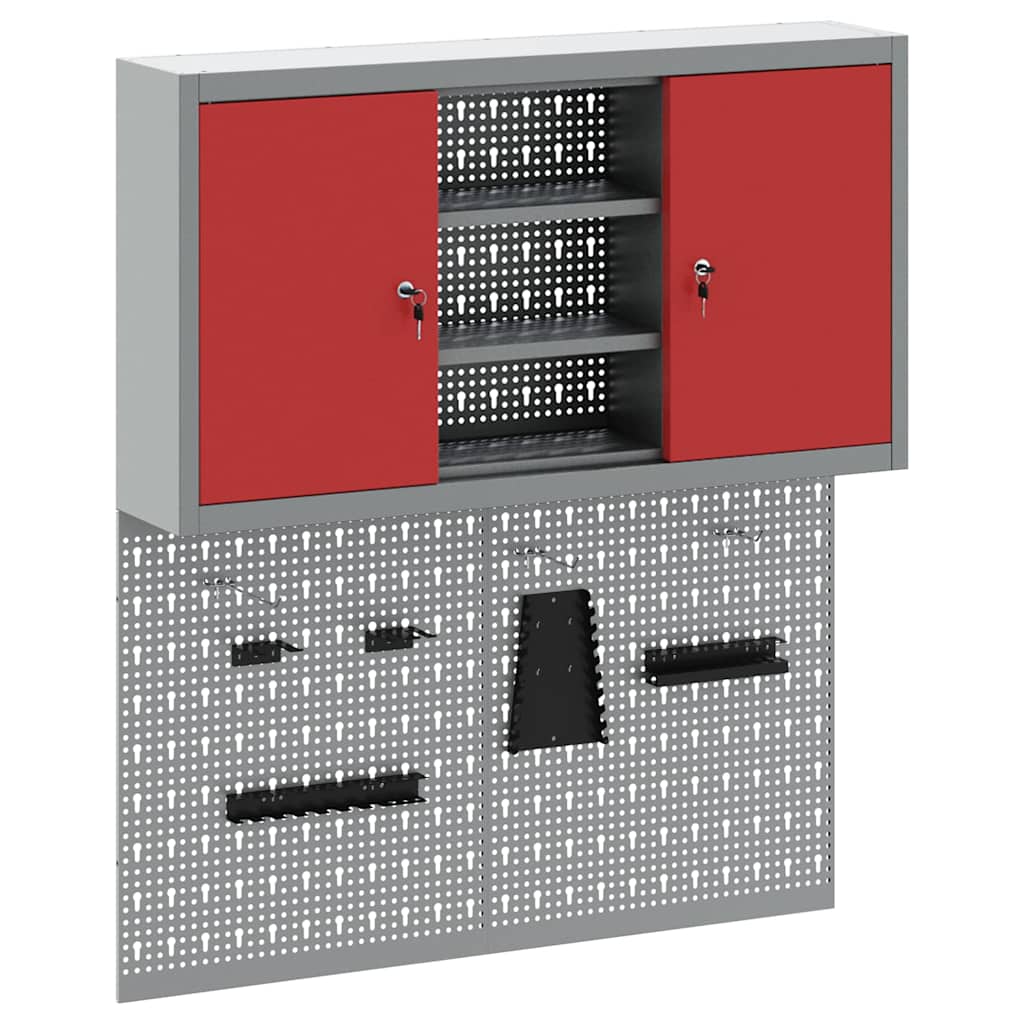 Werkzeugschrank-Set 3 Stk. Rot Pulverbeschichteter Stahl