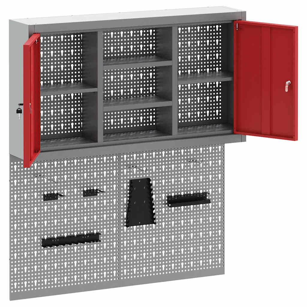 Werkzeugschrank-Set 3 Stk. Rot Pulverbeschichteter Stahl