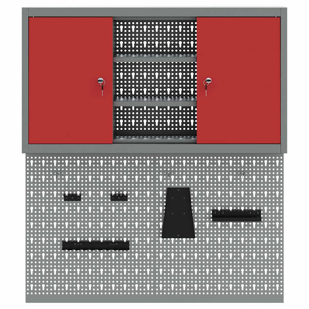 Werkzeugschrank-Set 3 Stk. Rot Pulverbeschichteter Stahl