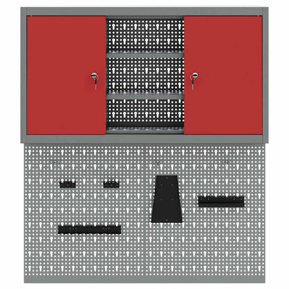 Werkzeugschrank-Set 3 Stk. Rot Pulverbeschichteter Stahl