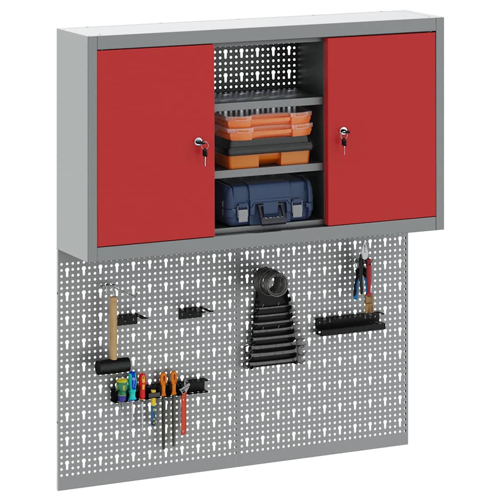 Werkzeugschrank-Set 3 Stk. Rot Pulverbeschichteter Stahl