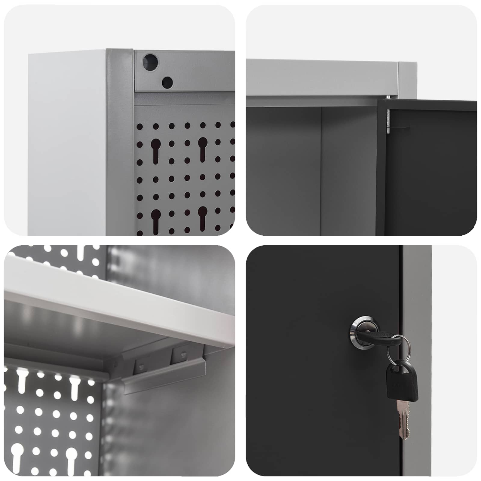 Werkzeugschrank-Set 4 Stk. Schwarz Pulverbeschichteter Stahl