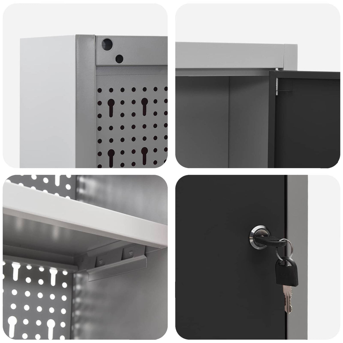 Werkzeugschrank-Set 4 stk. Schwarz Pulverbeschichteter Stahl