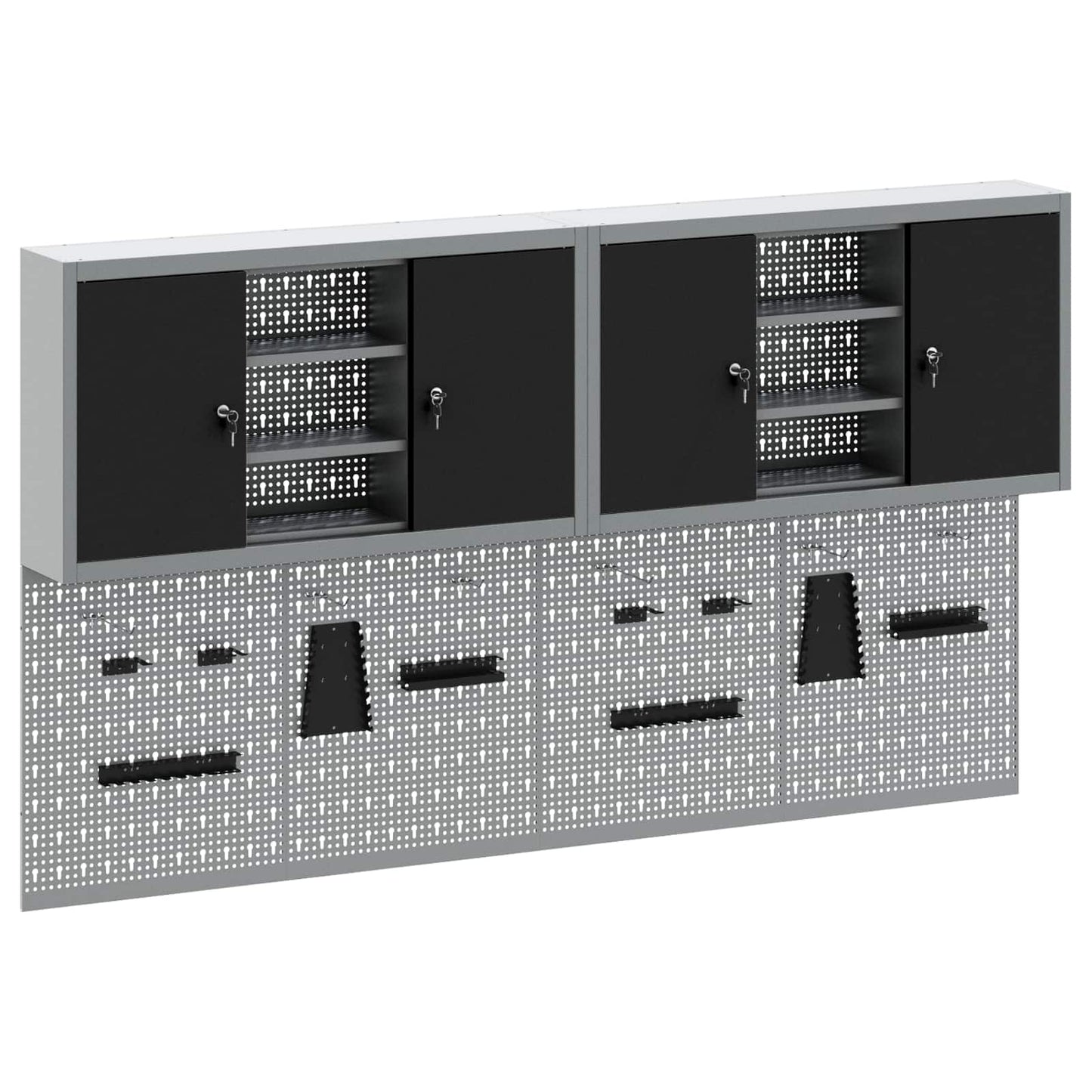 Werkzeugschrank-Set 4 Stk. Schwarz Pulverbeschichteter Stahl