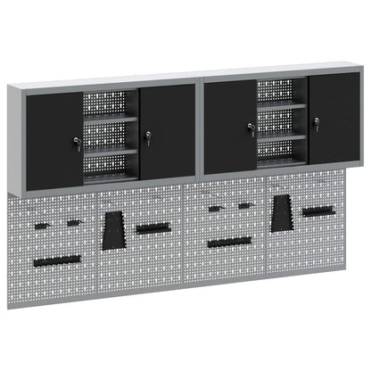 Werkzeugschrank-Set 4 stk. Schwarz Pulverbeschichteter Stahl