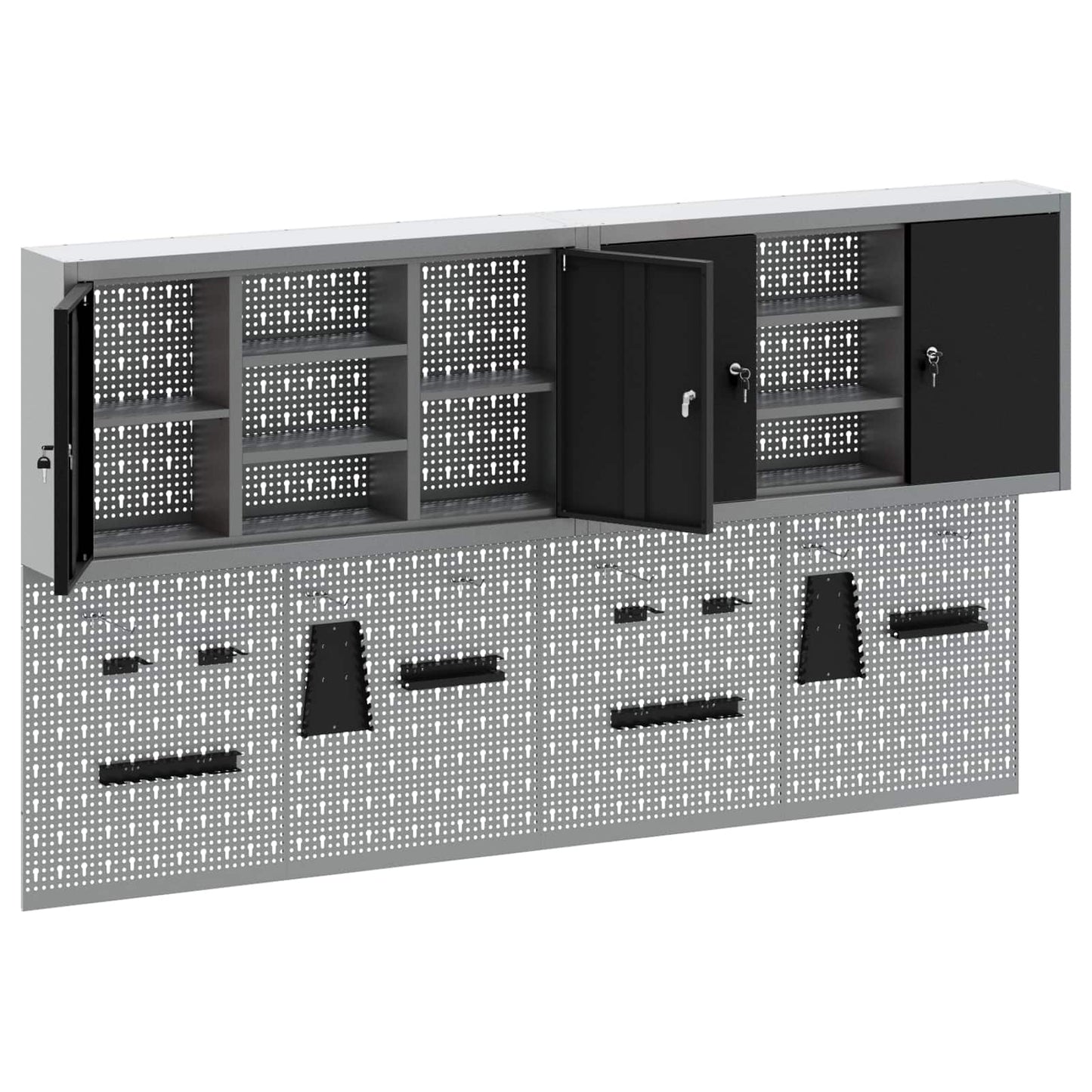 Werkzeugschrank-Set 4 Stk. Schwarz Pulverbeschichteter Stahl