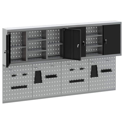 Werkzeugschrank-Set 4 stk. Schwarz Pulverbeschichteter Stahl