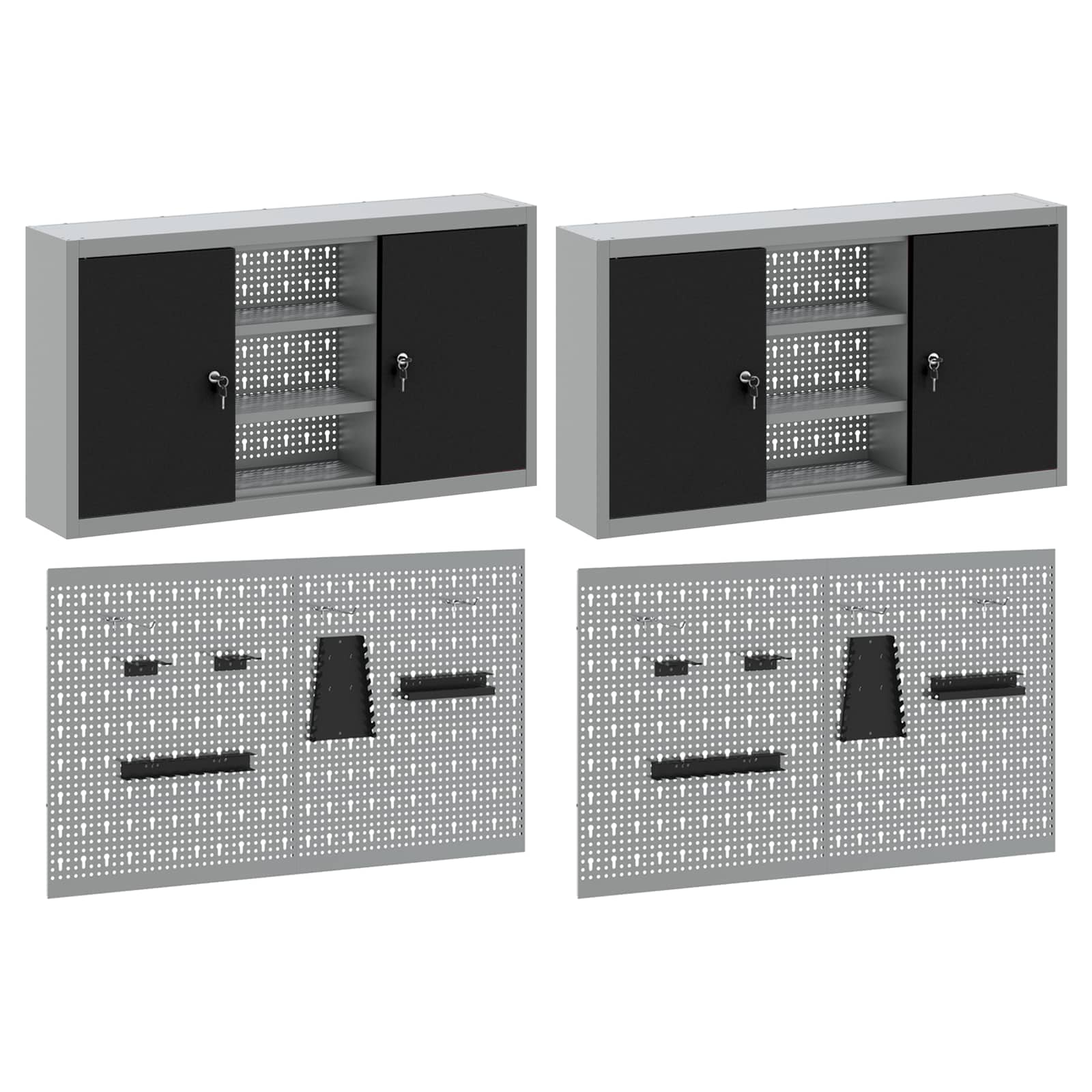 Werkzeugschrank-Set 4 Stk. Schwarz Pulverbeschichteter Stahl