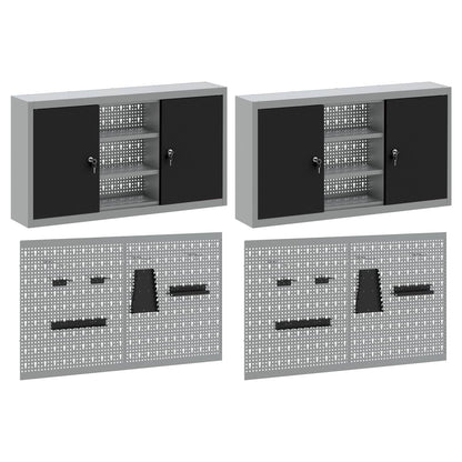 Werkzeugschrank-Set 4 stk. Schwarz Pulverbeschichteter Stahl