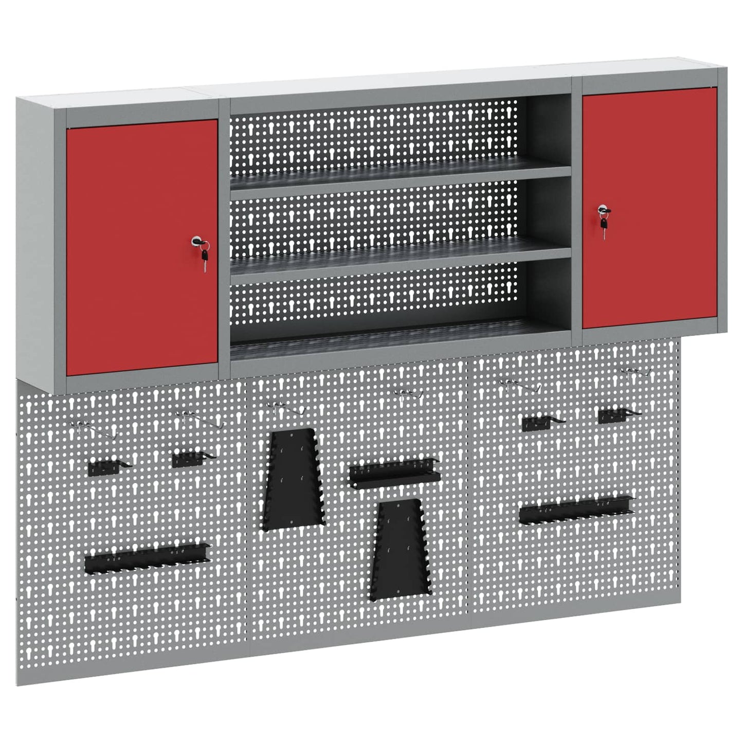 Werkzeugschrank-Set 4 stk. Rot Pulverbeschichteter Stahl