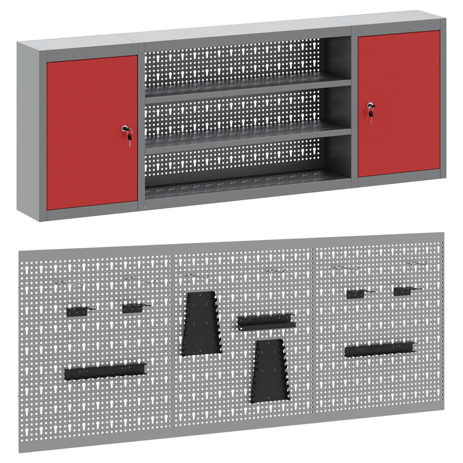 Werkzeugschrank-Set 4 stk. Rot Pulverbeschichteter Stahl