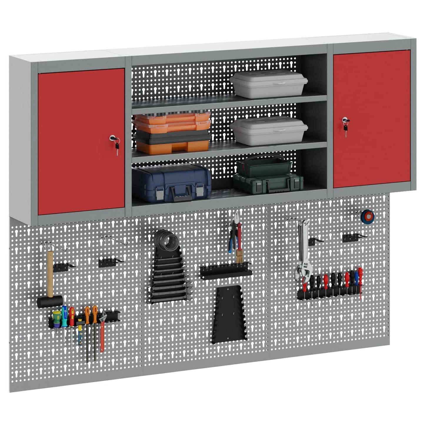 Werkzeugschrank-Set 4 stk. Rot Pulverbeschichteter Stahl