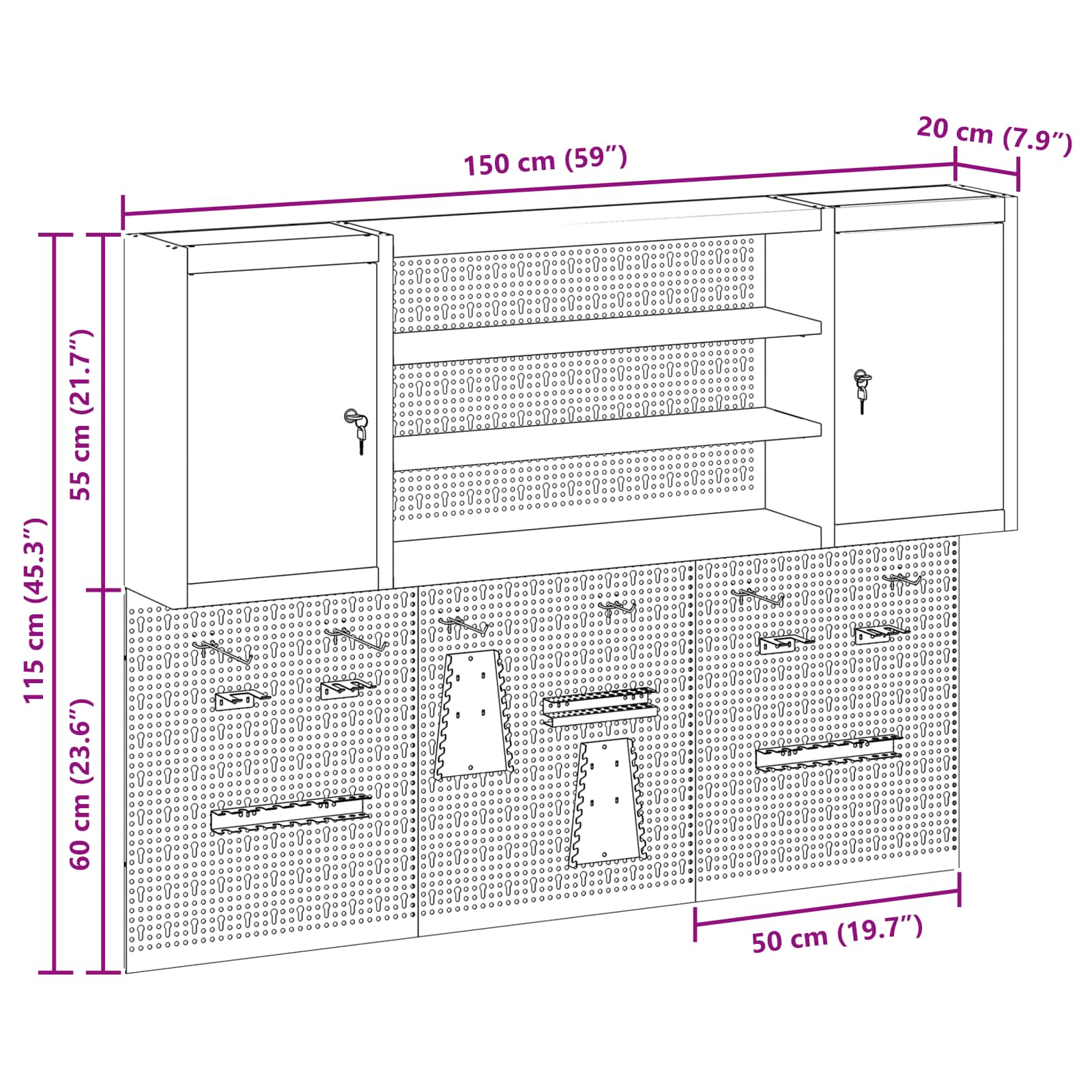Werkzeugschrank-Set 4 stk. Rot Pulverbeschichteter Stahl