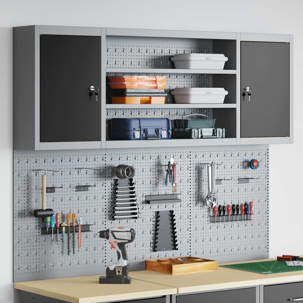 Werkzeugschrank-Set 6 stk. Schwarz Pulverbeschichteter Stahl