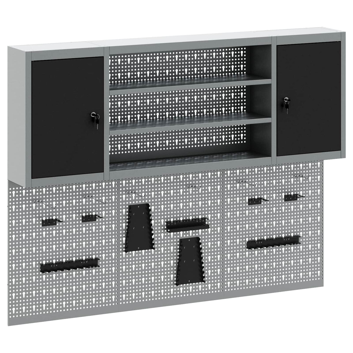 Werkzeugschrank-Set 6 stk. Schwarz Pulverbeschichteter Stahl